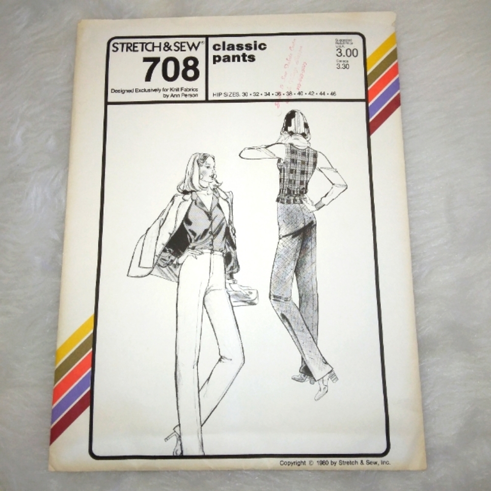 STRETCH & SEW 708 Classic Pants Hip Size 30-32-34-36-38-40-42-44-46 inch…